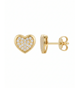 Golden Heart Sparkle Studs | 92.5 Sterling Silver Earrings | Stylora