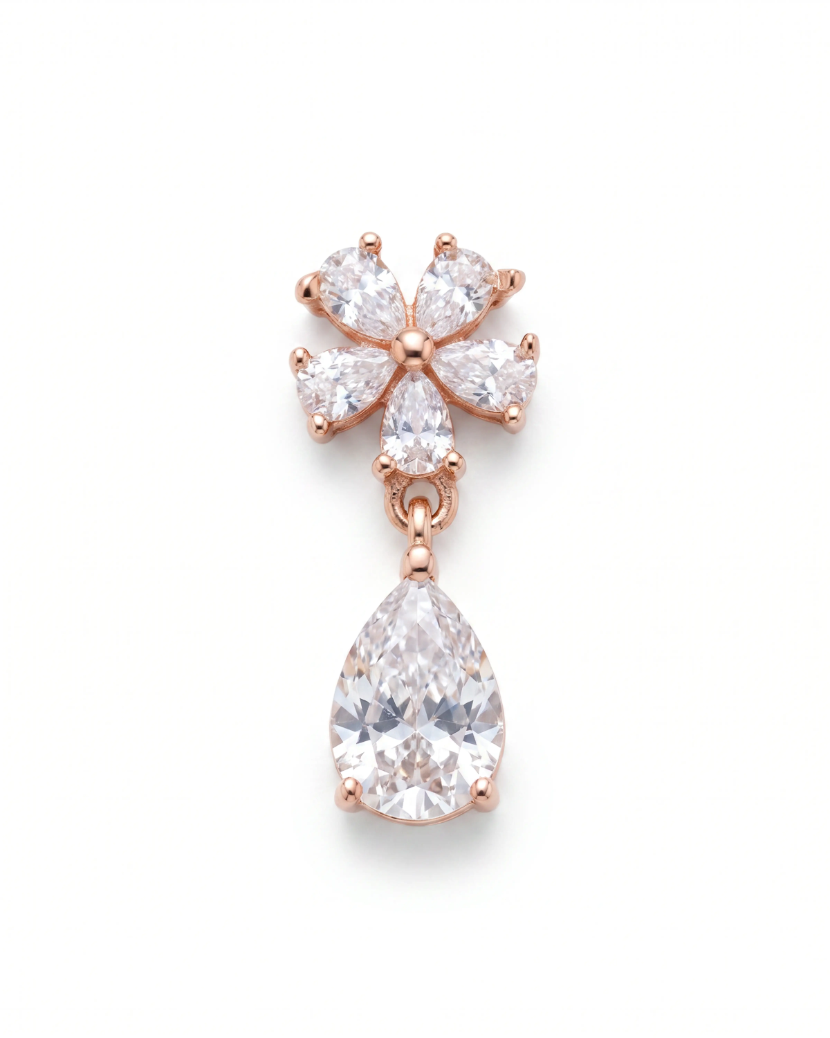 Rose Gold Nectar Flower Pear Drop Earrings | Silver Earrings | Stylora