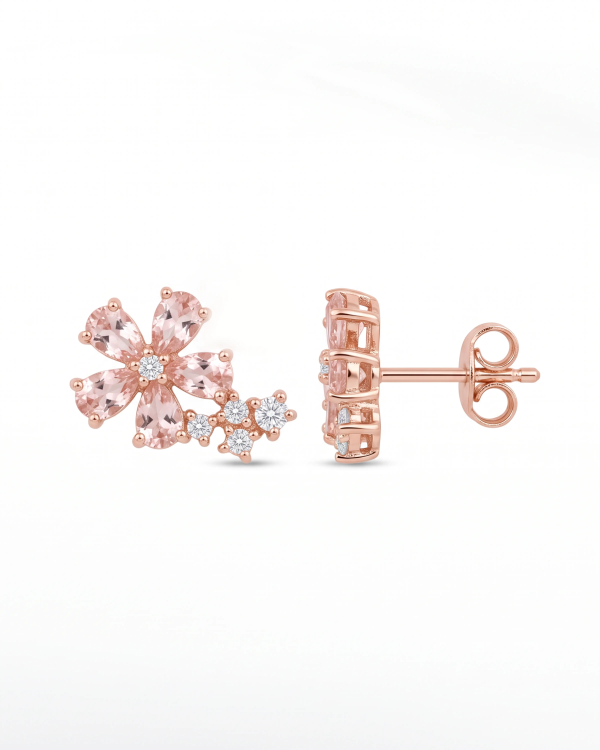 Glory Pink Blossom Stud Earrings | Silver Earrings | Stylora