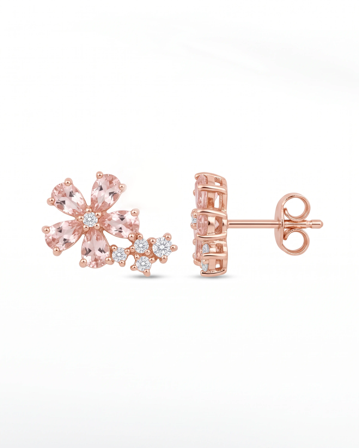 Glory Pink Blossom Stud Earrings | Silver Earrings | Stylora