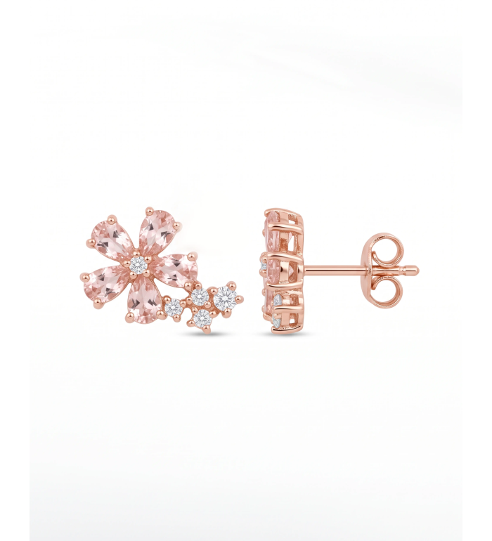 Glory Pink Blossom Stud Earrings | Silver Earrings | Stylora