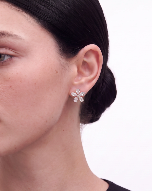 Glory Five Petal Flower Stud Earrings
