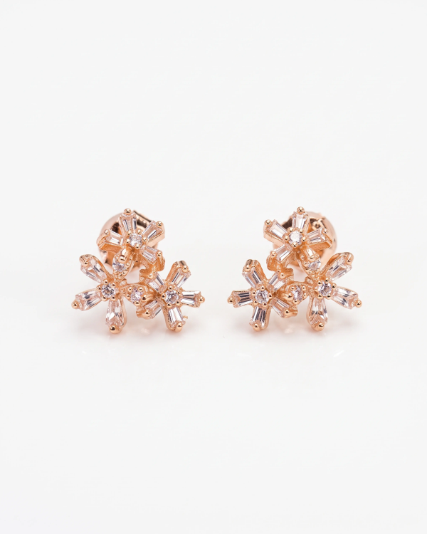 Glory Flower Cluster Stud Earrings | Silver Earrings | Stylora