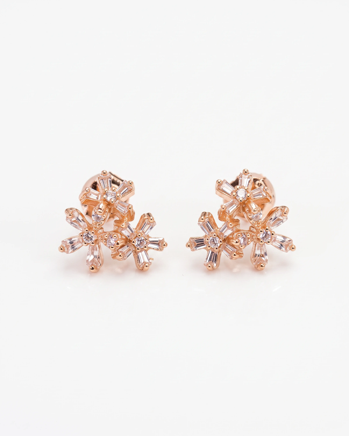 Glory Flower Cluster Stud Earrings | Silver Earrings | Stylora
