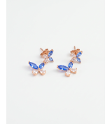 Glory Blue Marquise Flower Drop Earrings | Silver Earrings | Stylora