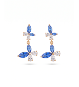 Glory Blue Marquise Flower Drop Earrings | Silver Earrings | Stylora