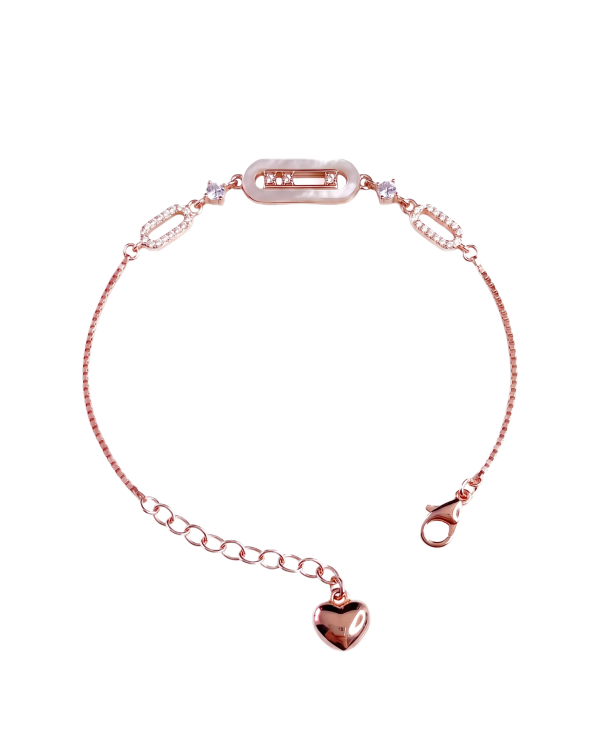 Rose Gold Mother of Pearl Slider Bracelet | Silver Bracelet | Stylora