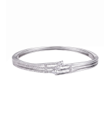 Silver Clara Crossover Pavé Kada | Silver Bangle | Stylora