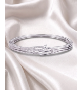 Silver Clara Crossover Pavé Kada | Silver Bangle | Stylora