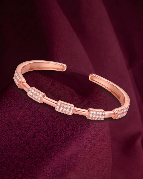 Rose Gold Celestial Rose Bangle | Silver Bangle | Stylora
