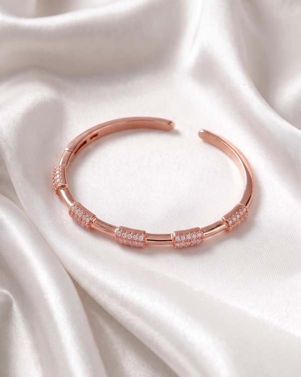 Rose Gold Celestial Rose Bangle | Silver Bangle | Stylora
