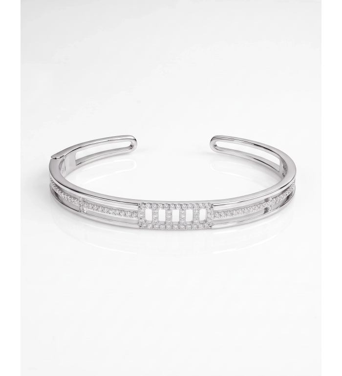 Silver Clara Baguette Triple Band Kada | Silver Bangle | Stylora