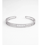 Silver Clara Baguette Triple Band Kada | Silver Bangle | Stylora