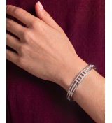 Silver Clara Baguette Triple Band Kada | Silver Bangle | Stylora