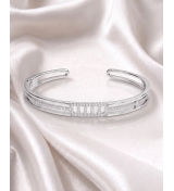 Silver Clara Baguette Triple Band Kada | Silver Bangle | Stylora