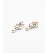 Silver Ivory Pearl Cluster Drop Earrings | Silver Earrings | Stylora