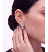 Silver Ivory Pearl Cluster Drop Earrings | Silver Earrings | Stylora