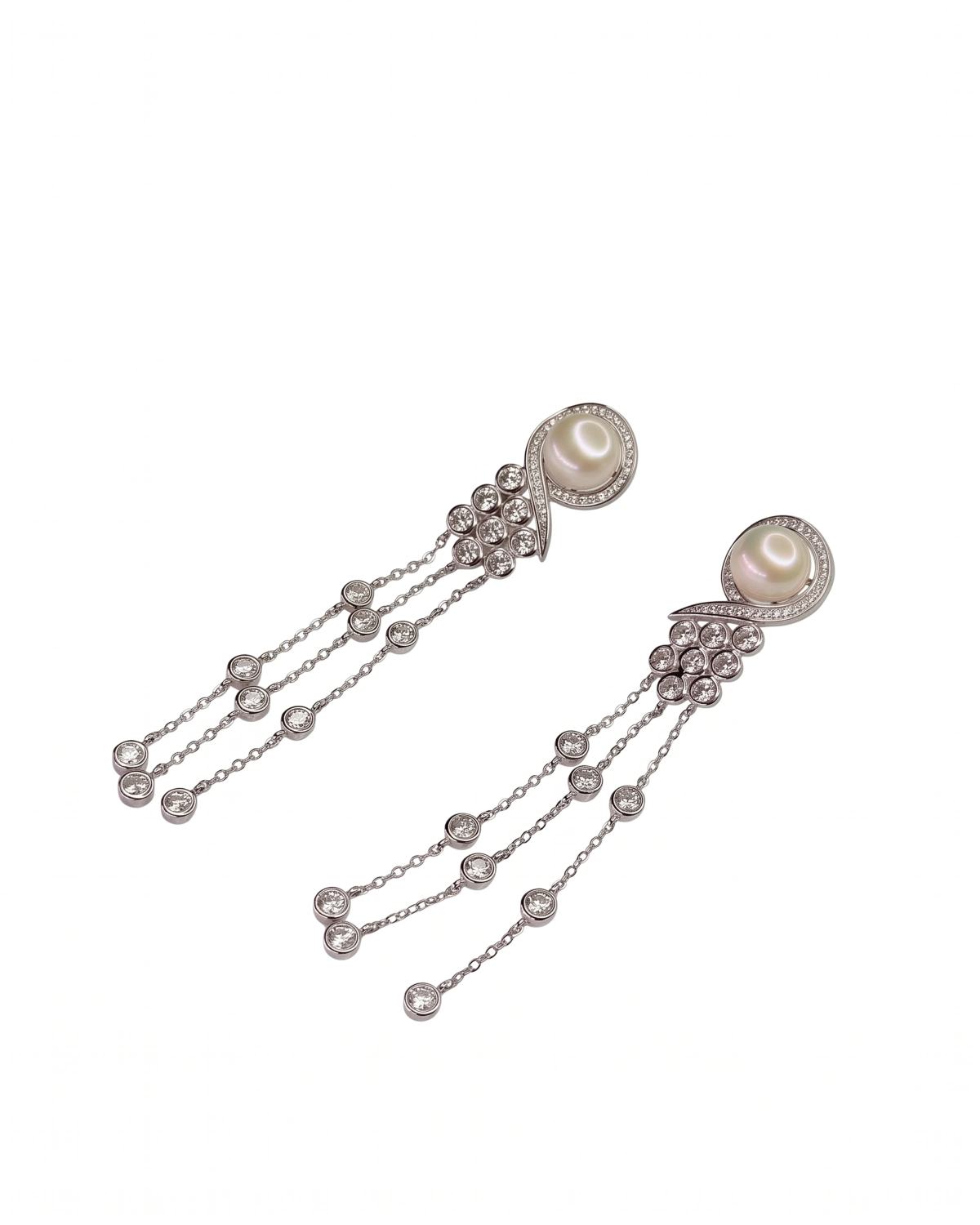 Silver Ivory Pearl Tassel Drop Earrings | Silver Earrings | Stylora