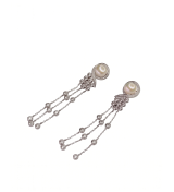 Silver Ivory Pearl Tassel Drop Earrings | Silver Earrings | Stylora