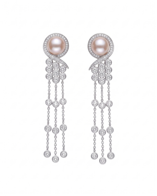 Silver Ivory Pearl Tassel Drop Earrings | Silver Earrings | Stylora