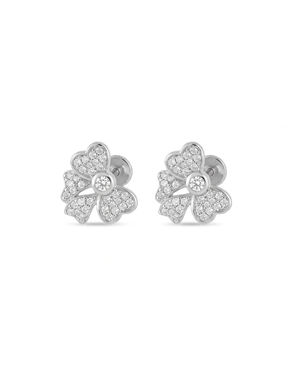 Silver Clover Screw Stud Earrings | Silver Earrings | Stylora