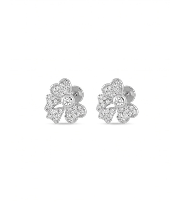 Silver Clover Screw Stud Earrings | Silver Earrings | Stylora