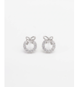 Silver Bow Wreath Screw Stud Earrings | Silver Earrings | Stylora
