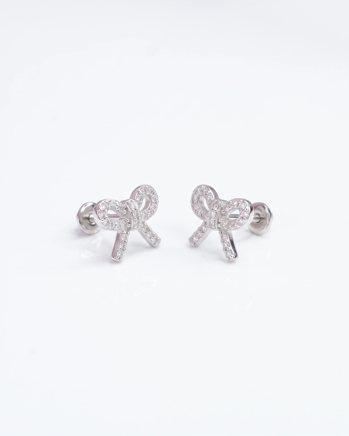 Silver Bow Screw Stud Earrings | Silver Earrings | Stylora