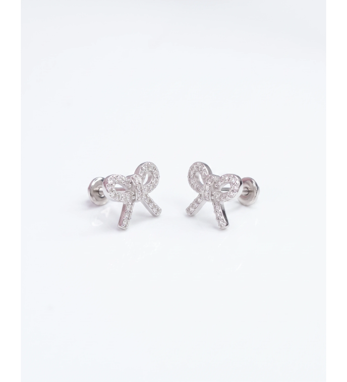 Silver Bow Screw Stud Earrings | Silver Earrings | Stylora