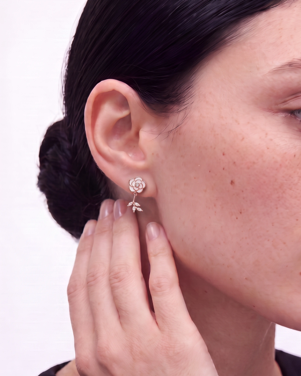 Rose Gold Flower Stud Earrings