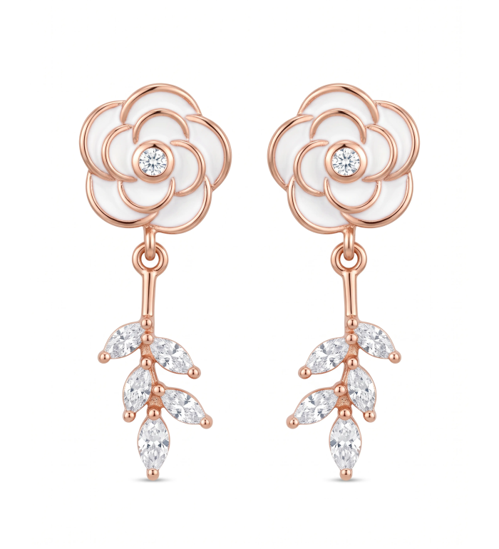 Rose Gold Flower Stud Earrings | Silver Earrings | Stylora
