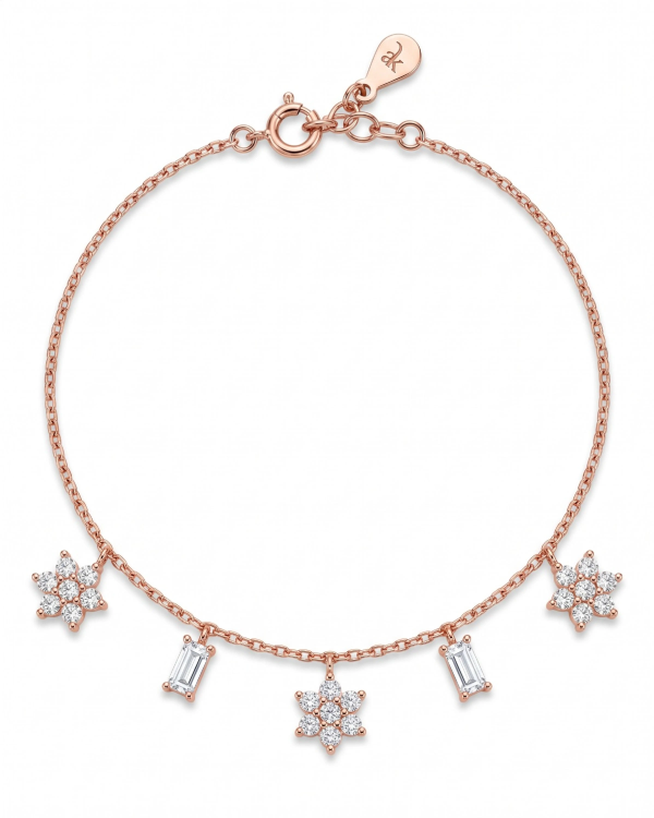 Harmony Star & Baguette Charm Anklet | Silver Anklet | Stylora