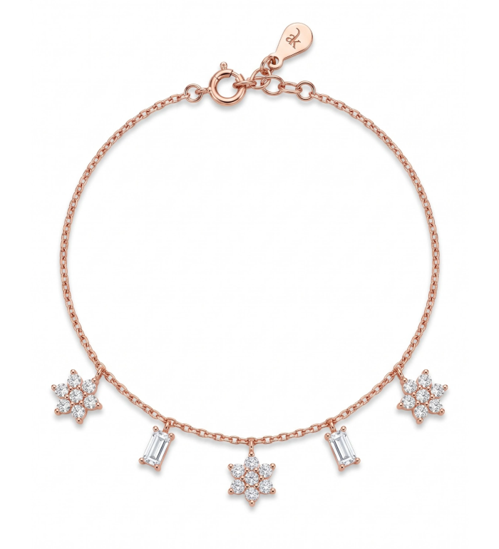 Harmony Star & Baguette Charm Anklet | Silver Anklet | Stylora