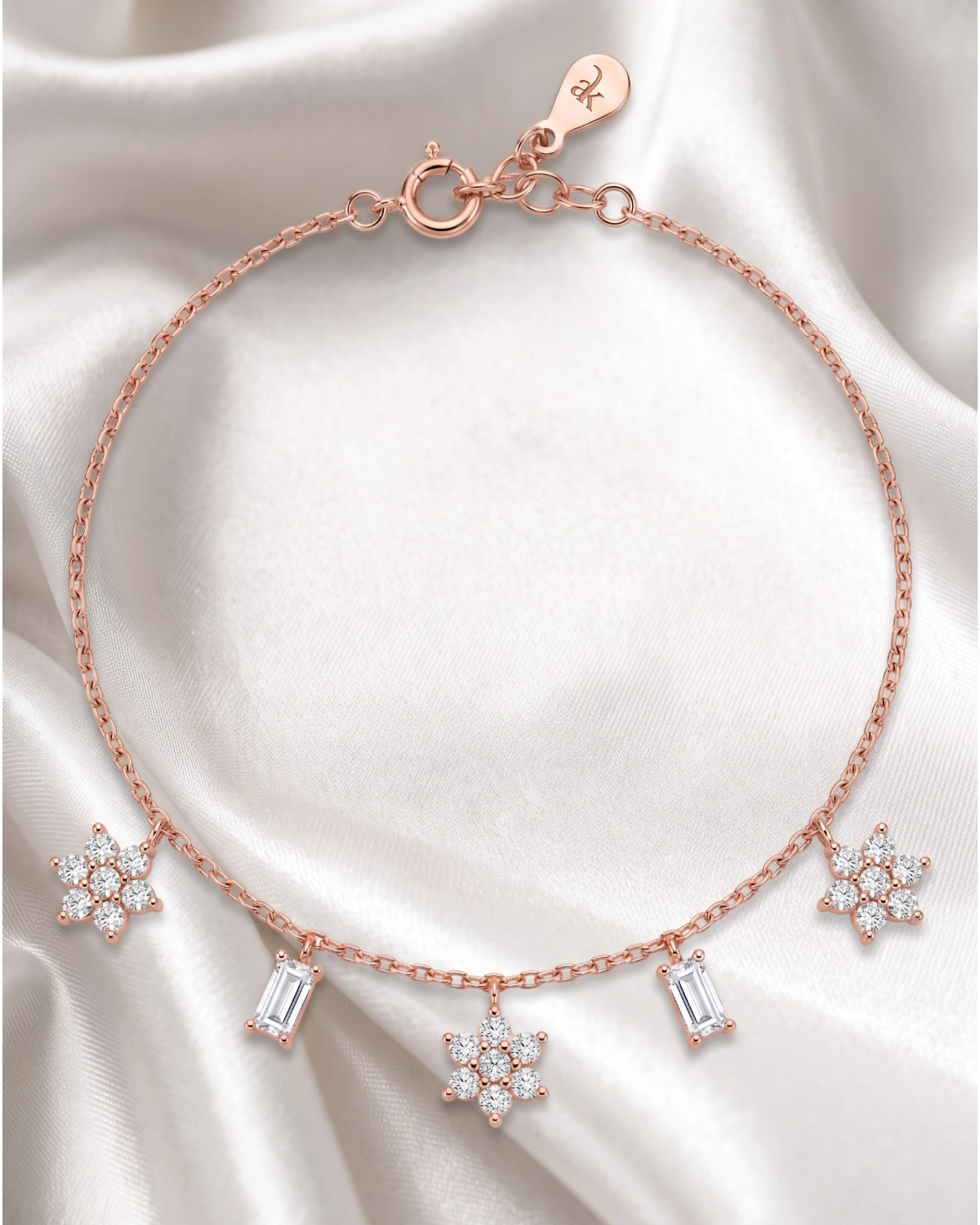 Harmony Star & Baguette Charm Anklet | Silver Anklet | Stylora