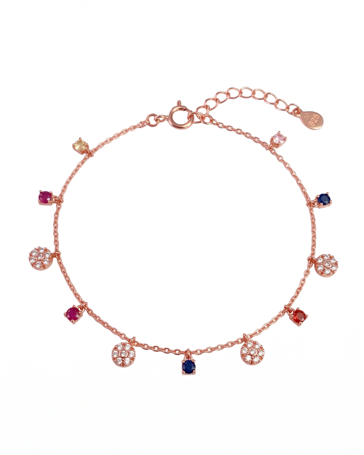 Harmony Multicolour Flower Charm Anklet | Silver Anklet | Stylora