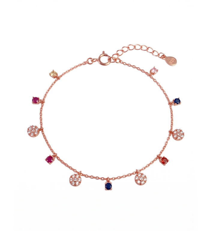 Harmony Multicolour Flower Charm Anklet | Silver Anklet | Stylora