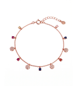 Harmony Multicolour Flower Charm Anklet | Silver Anklet | Stylora
