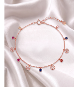 Harmony Multicolour Flower Charm Anklet | Silver Anklet | Stylora