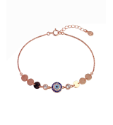 Rose Gold Harmony Evil Eye Coin Anklet | Silver Anklet | Stylora