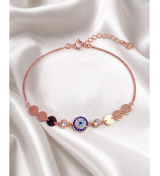 Rose Gold Harmony Evil Eye Coin Anklet | Silver Anklet | Stylora