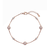 Rose Gold Harmony Pavé Bead Station Anklet | Silver Anklet | Stylora