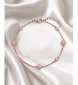 Rose Gold Harmony Pavé Bead Station Anklet | Silver Anklet | Stylora