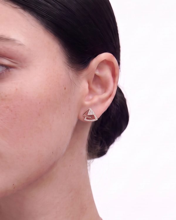 Rose Gold Diaje Triangle Pendant with Studs | Stylora