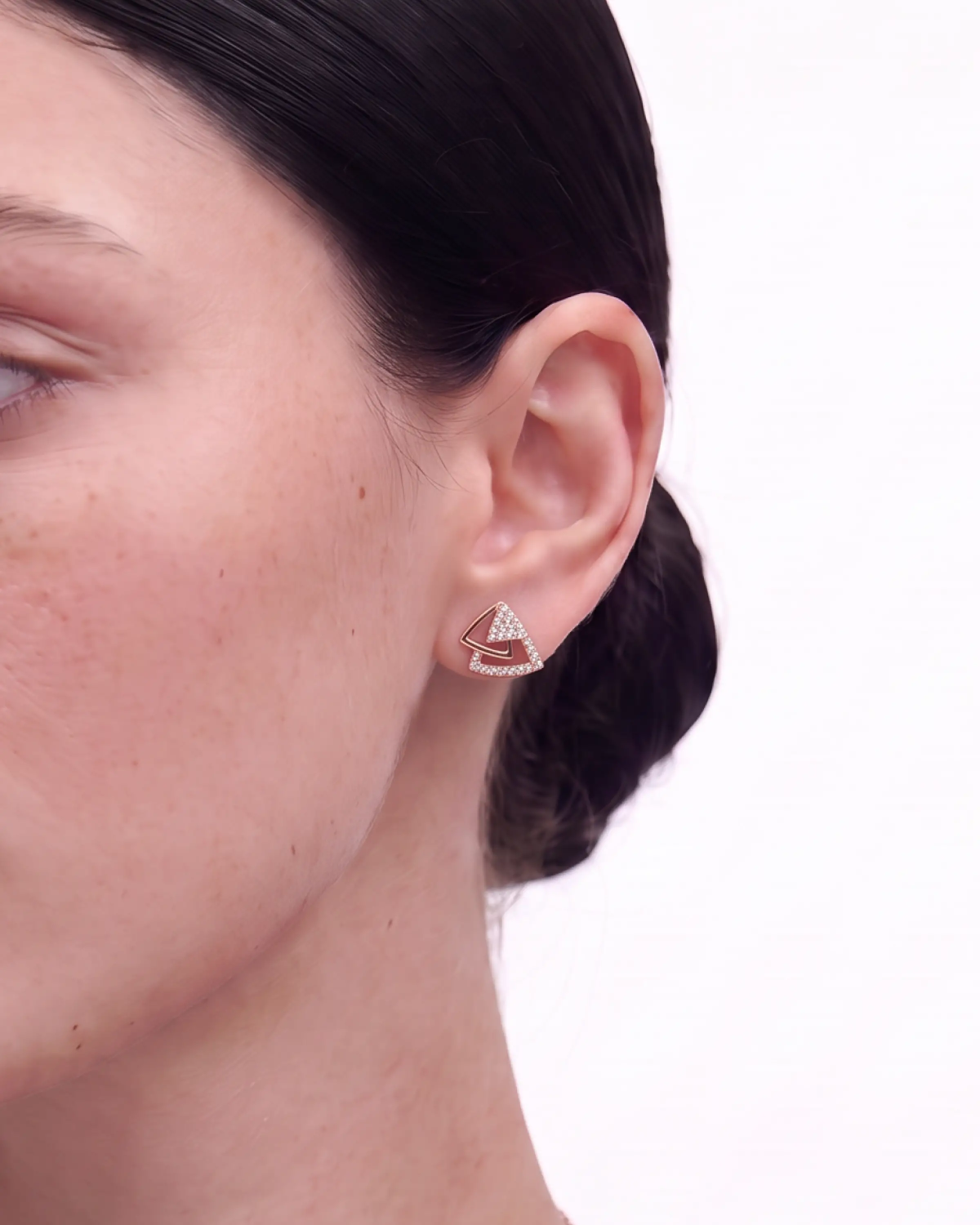 Rose Gold Diaje Triangle Pendant with Studs | Stylora