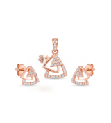 Rose Gold Diaje Triangle Pendant with Studs | Stylora