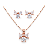 Rose Gold Nectar Bow Solitaire Pendant Necklace with Studs | Stylora