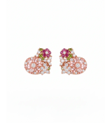 Rose Gold Majestic Floral Heart Pendant Necklace with Studs | Stylora