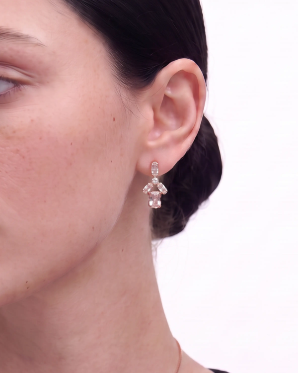 Rose Gold Nectar Floral Cascade Pendant Necklace with Studs | Stylora