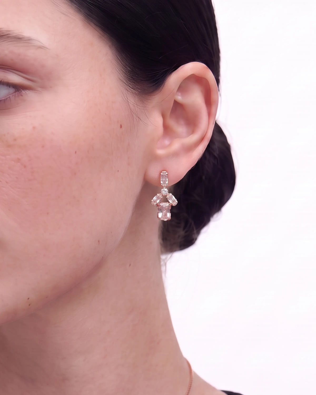 Rose Gold Nectar Floral Cascade Pendant Necklace with Studs | Stylora