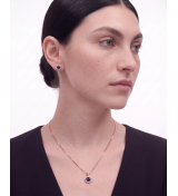 Rose Gold Majestic Blue Halo Pendant Necklace with Studs | Stylora